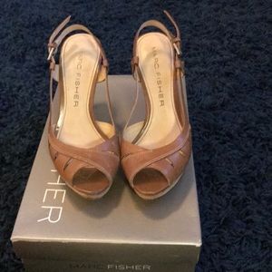 Tan Cork Heel Sandals
